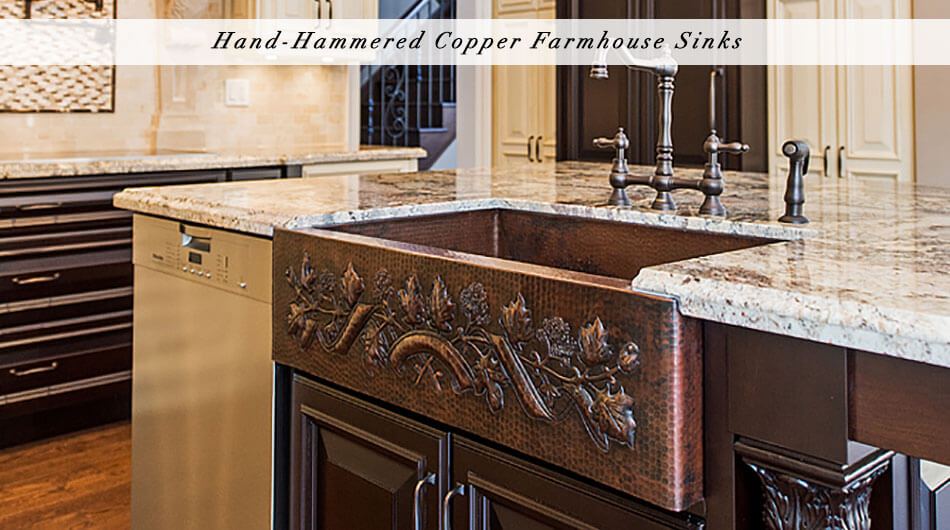 hand hammered copper farmhouse sink