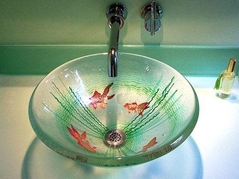 Goldfish Fused Glass Vessel Sink