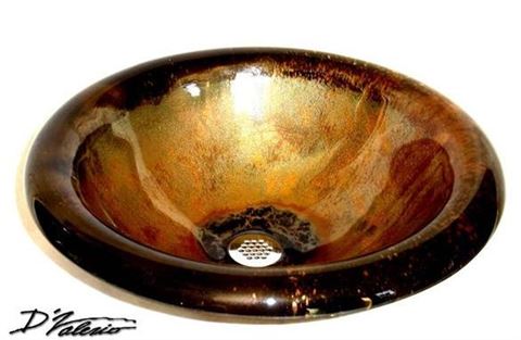 Tuscan Fire III Round Self-Rimming Glass Sink