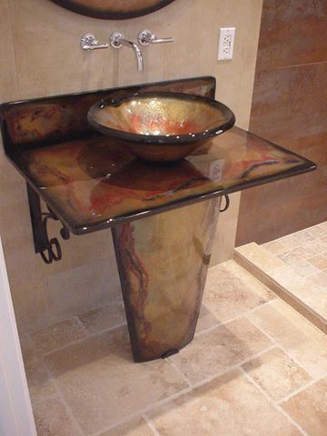 Tuscan Fire Vignette Bathroom Pedestal