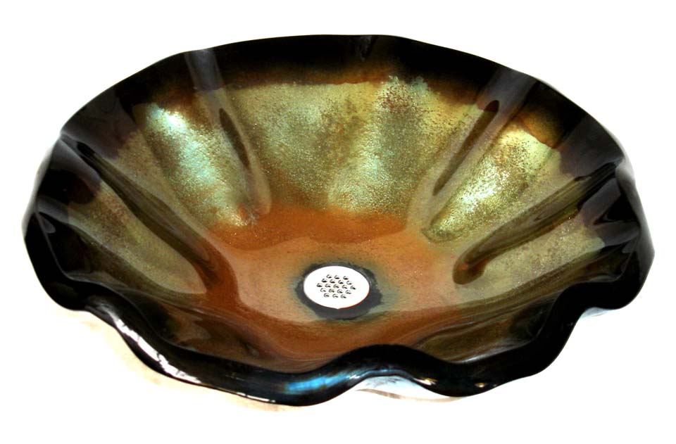 Picture of Vaso Verde Wavy Edge Glass Vessel Sink