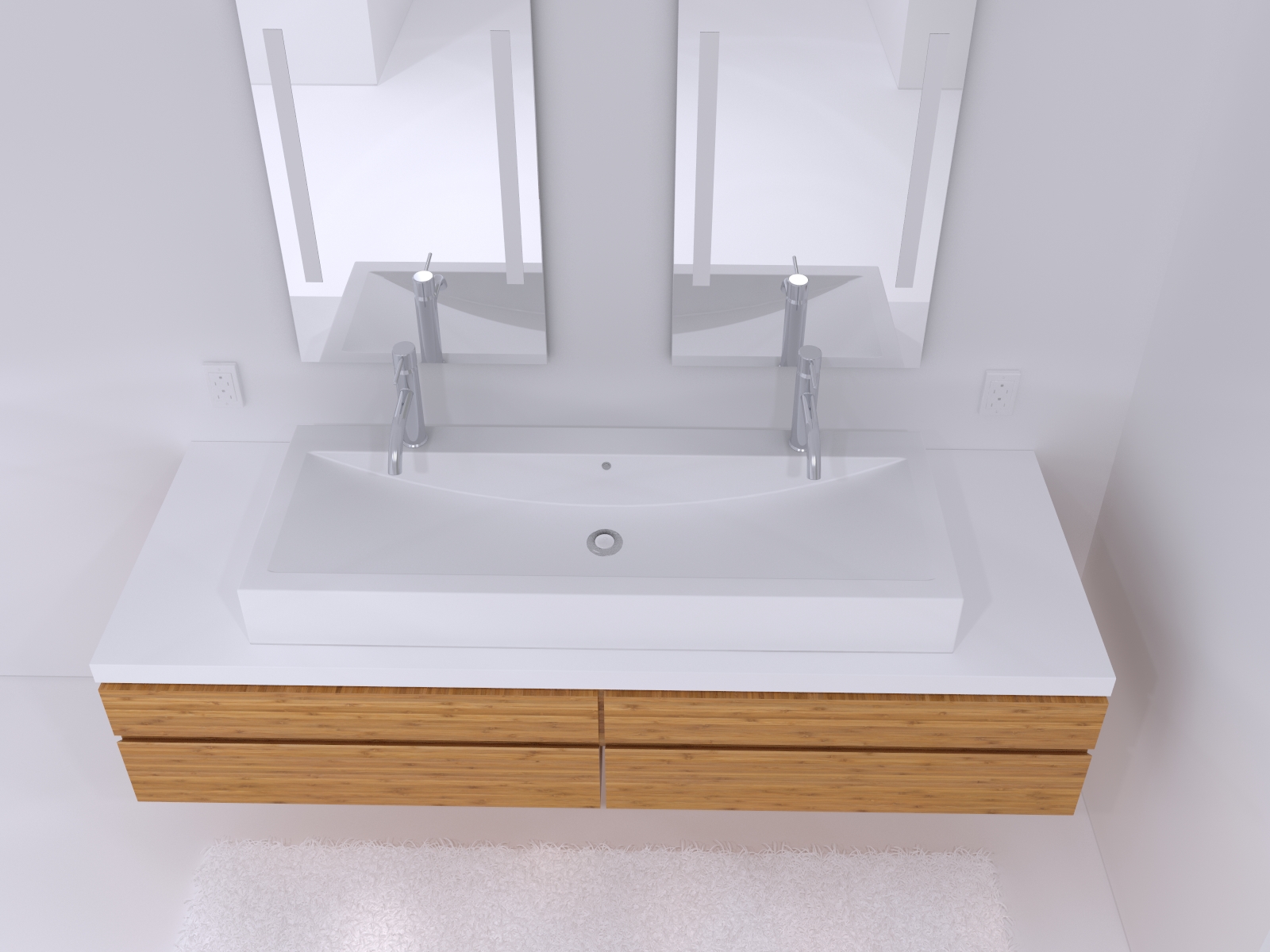 Picture of Solid Surface Double Countertop Sink