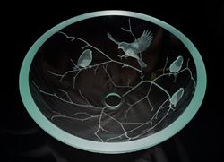 Picture of Etched Glass Vessel Sink - Birds