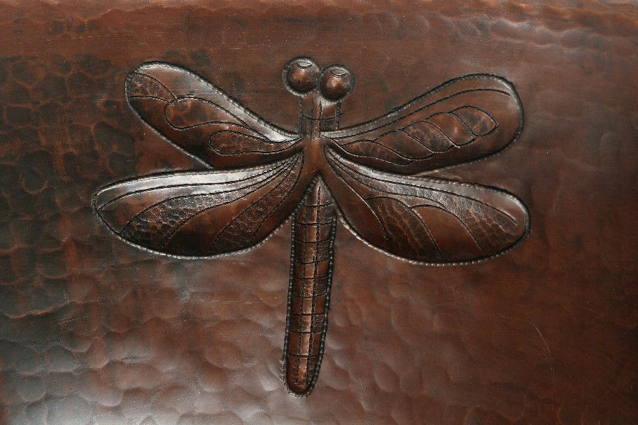 17" Round Copper Bathroom Sink - Dragonfly by SoLuna