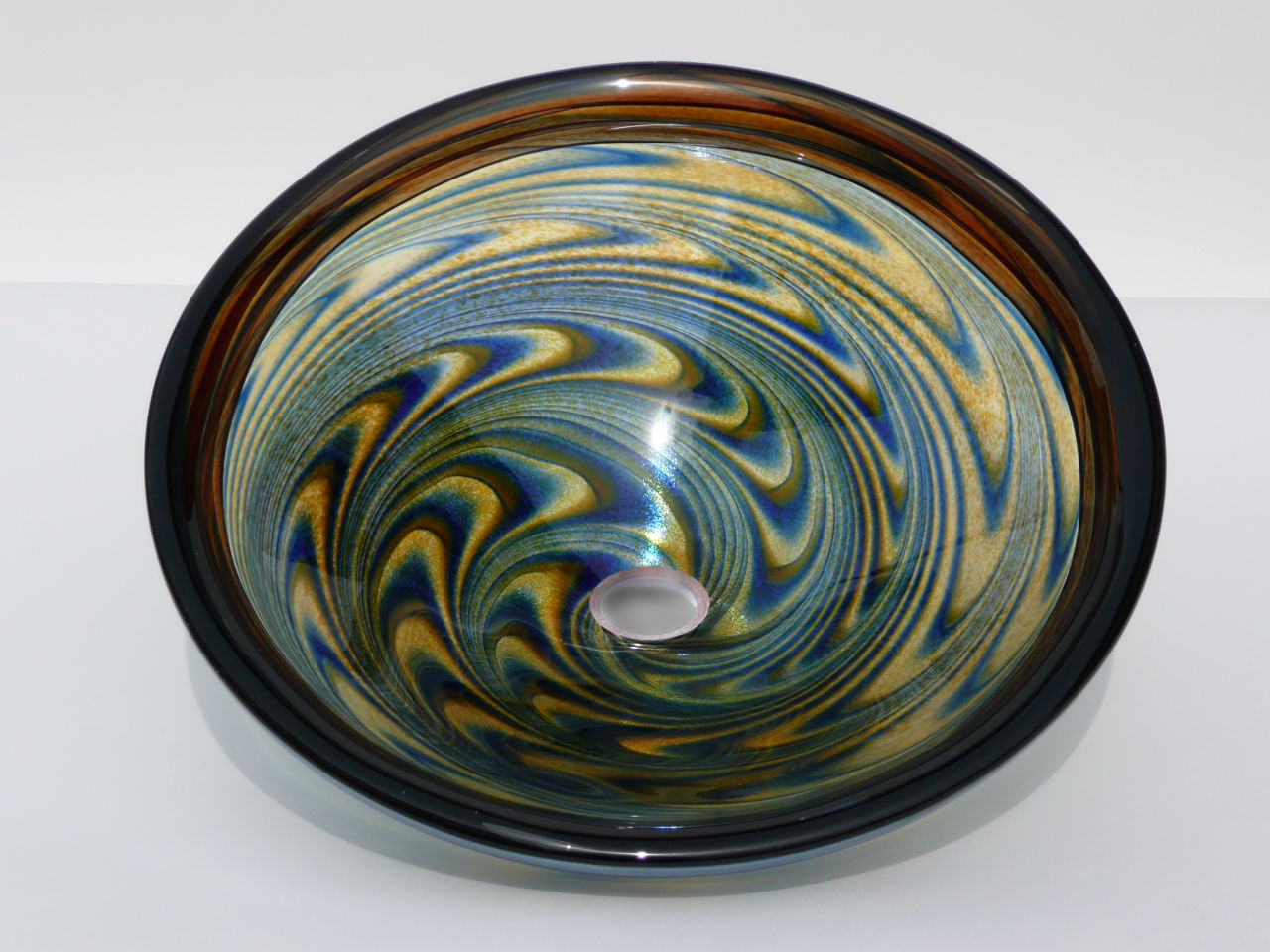Blown Glass Sink | Amber Blue Vortex