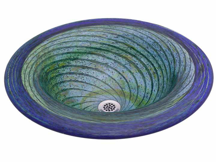 Blown Glass Sink | Blue-Green Optic Twist