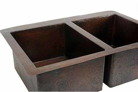 42" Double Well Copper Kitchen Sink - 50/50 by SoLuna