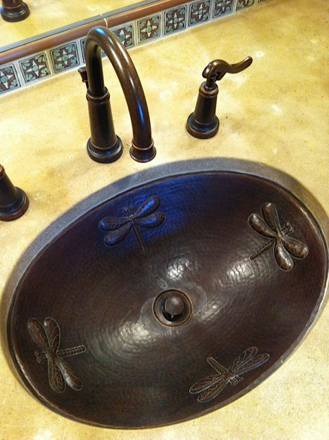 19" Oval Copper Bathroom Sink - Dragonfly by SoLuna