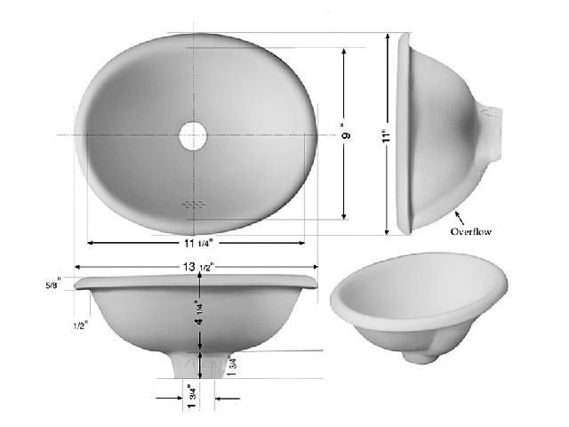 Picture of Hand Crafted Sink | Small Oval Ceramic Bath Sink with Rounded Rim