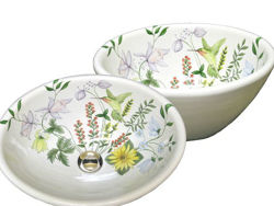 Hand Painted Sink | Hummingbird in Flowers | Oval
