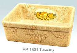 Picture of Tuscany Design on Single Bowl Fireclay Kitchen Sink