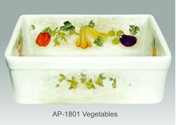 Picture of Vegetables Design on Single Bowl Fireclay Kitchen Sink