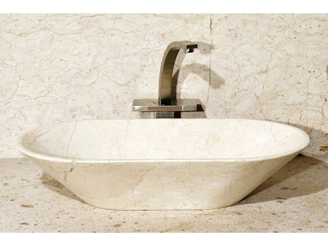 Picture of 24" Oval Stone Vessel Sink with Flat Bottom