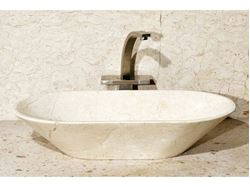 24" Oval Stone Vessel Sink with Flat Bottom