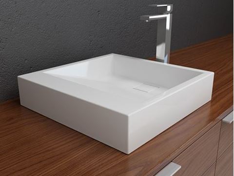 Solid Surface Contemporary White Sloping Bath Sink I