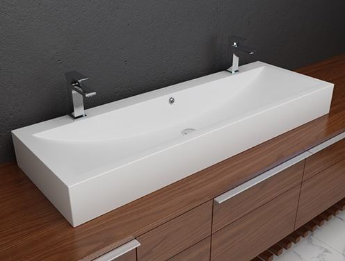 Solid Surface Double Countertop Sink, Bathroom Countertops And Sinks