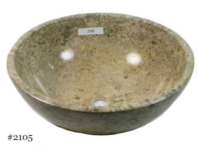 Picture of SoLuna Oceanic Fossil Round Stone Vessel Sink