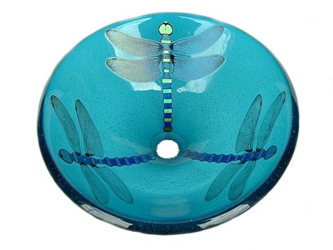 Picture of Aqua Blue Dragonfly Vessel Sink