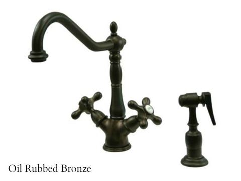 Kingston Brass Heritage Deck Mount Kitchen Faucet with Side Spray