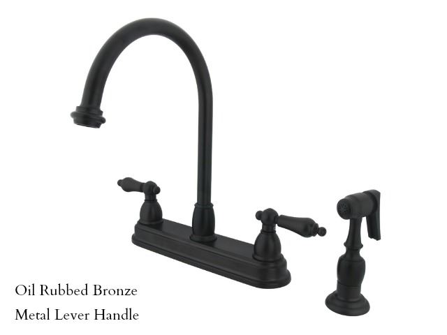 Kingston Brass KB1755BPLBS Bel Air 8 inch Centerset Kitchen Faucet with Brass Sprayer Oil Rubbed Bronze 8-5/8 inch In Spout Reach