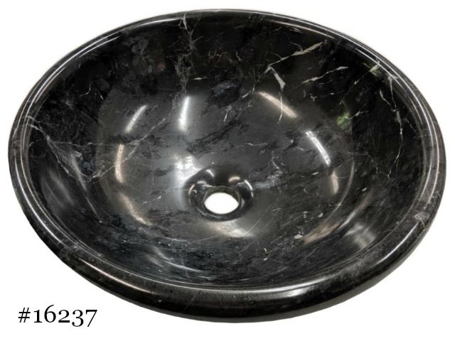 Picture of SoLuna Black Marble Bath Sink w/ Rolled Rim - Sale