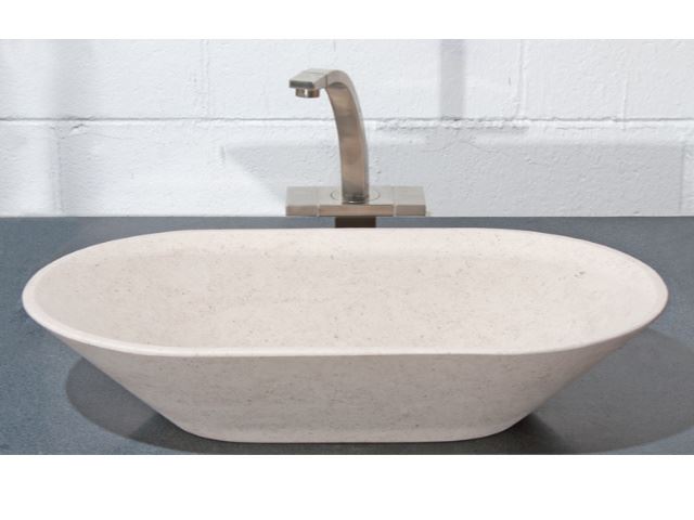 Picture of 24" Oval Stone Vessel Sink with Flat Bottom