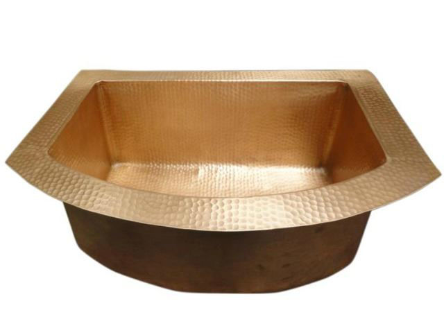 Rounded Front Single Well Copper Kitchen Sink by SoLuna