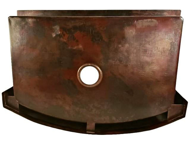 Rounded Front Copper Farmhouse Sink - Nickel Scroll by SoLuna