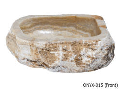 Small Beige and Taupe Freeform Onyx Stone Sink 18"-21"