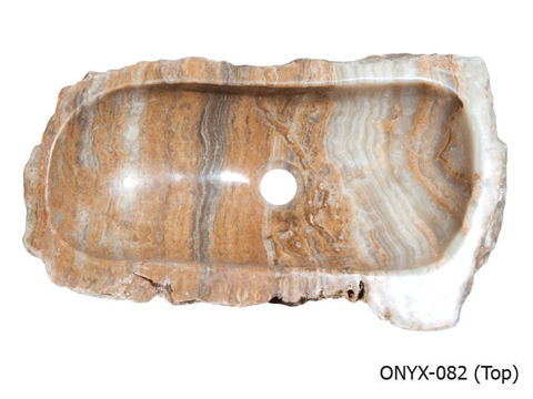 Medium Beige and Taupe Freeform Onyx Stone Sink 22"-34"