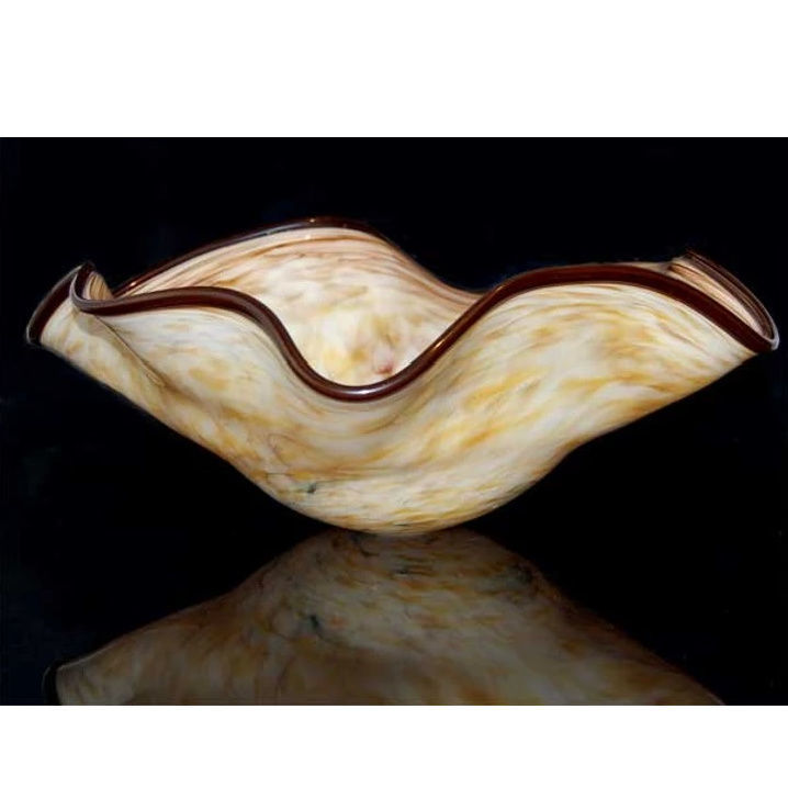 Picture of Blown Glass Sink | Amber Wood