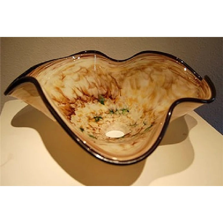 Picture of Blown Glass Sink | Amber Wood