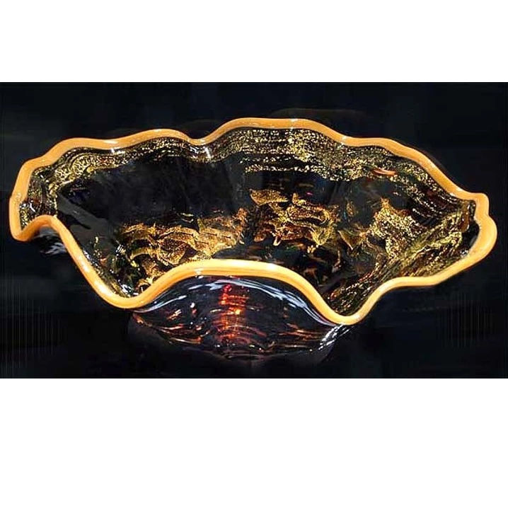 Picture of Blown Glass Sink | Golden Amber Splash with Caramel Lip
