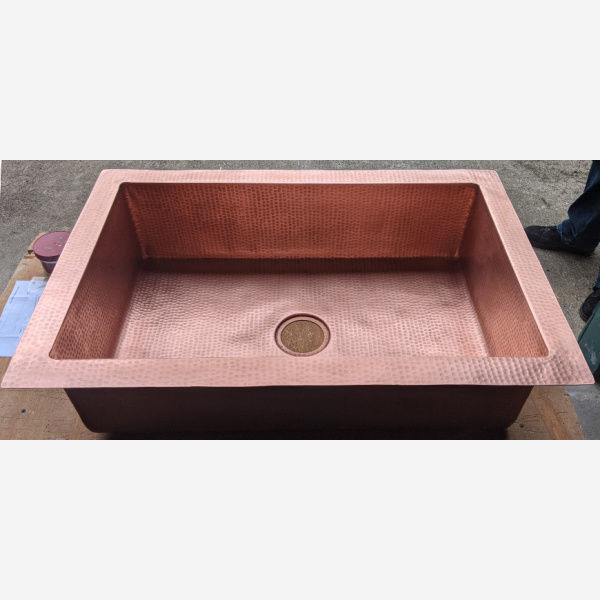 Picture of 33" Single Well Copper Kitchen Sink by SoLuna - SALE - Matte Copper