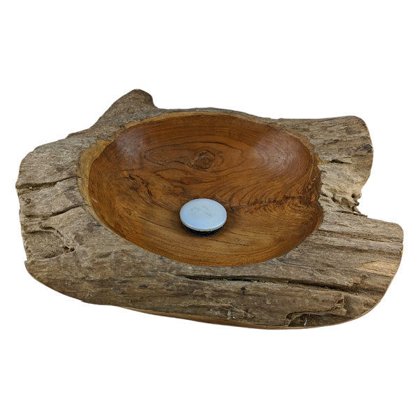 Teak Wood Vessel Sink  |  Free-form  | B128