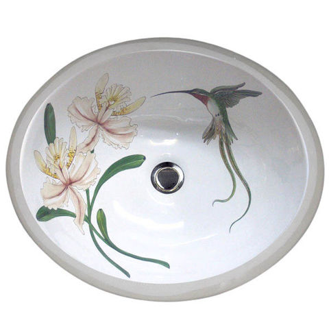 Hand Painted Sink | Orchids and Hummingbirds
