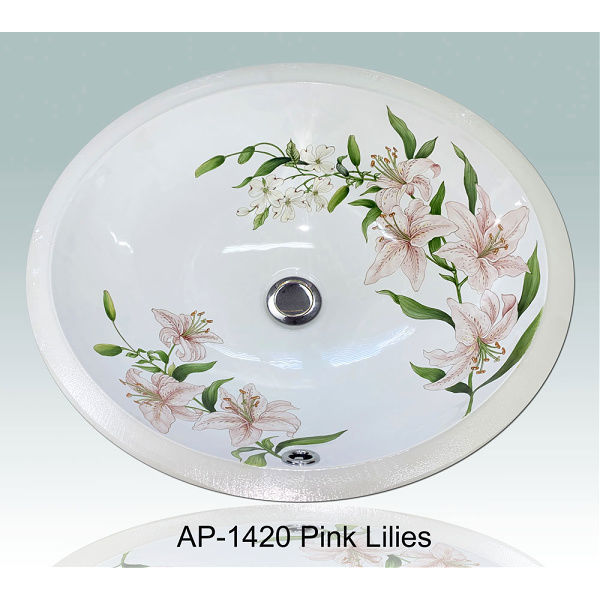 Hand Painted Sink | Pink Lilies