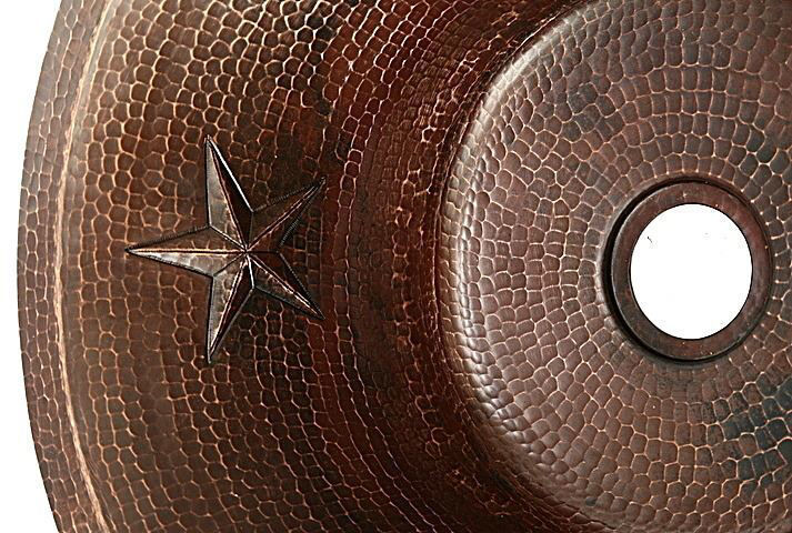 16" or 19" Round Copper Prep Sink - Stars by SoLuna