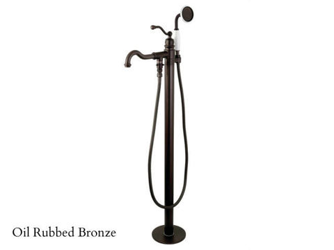 Kingston Brass English Country Freestanding Roman Tub Filler Faucet with Hand Shower - Metal Lever Handle