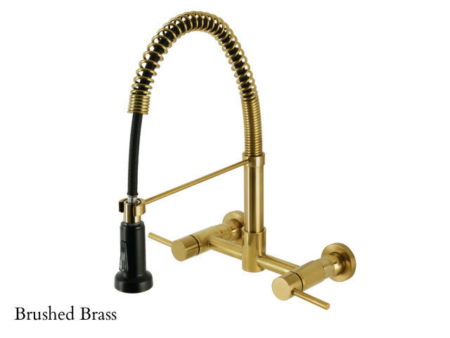 Picture of Kingston Brass Concord Bridge Wall Mount Pull Down Kitchen Faucet