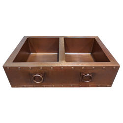 SoLuna Copper Farmhouse Sink | 33" with Rings | Cafe Natural | SALE