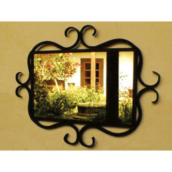 Wrought Iron Mirror Frame with Curved Details