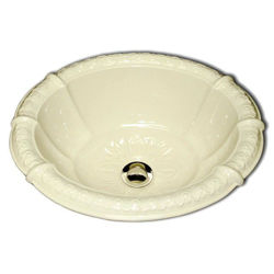 Hand Crafted Sink | 17" Fluted Oval Sink with Romanesque Relief Rim