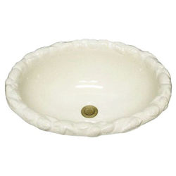 Hand Crafted Sink | Oval Ceramic Bath Sink with Sculpted Sea Shell Rim
