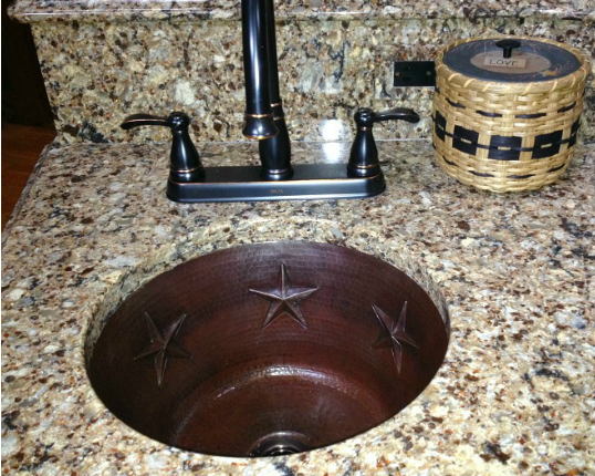 Copper bar sink with star design