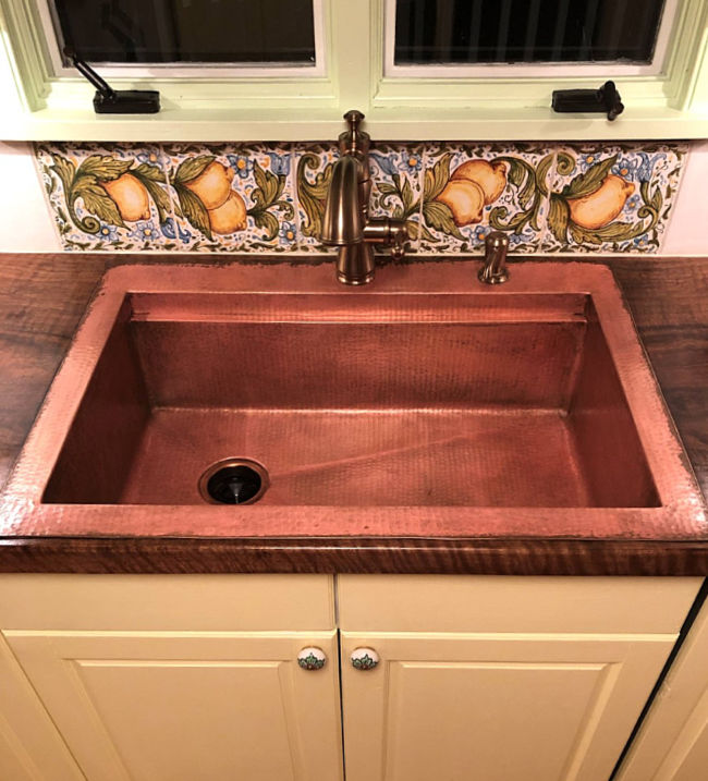 CK7060G35 custom installation of SoLuna copper kitchen sink