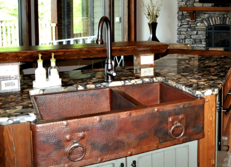 Copper Farmhouse Sink with Towel Rings