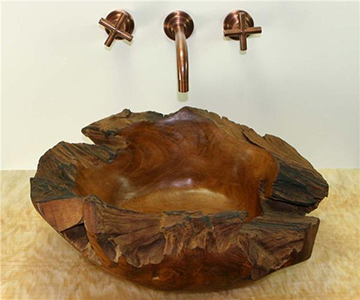 soluna teak wood root ball sink